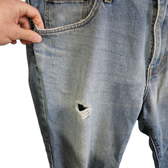 Old Navy Men's Size 38x32 Regular Straight Leg Distressed Work Jean Cotton Blend - Picture 3 of 11